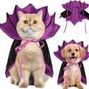 Yoolhamy Dog Halloween Costume, Pet Cape for Small Puppy Dogs Cat Funny Red & Black Halloween Costumes with Neck Armor Adjustable Strap Idea for Vampire Party Cosplay (Purple Bat, S)
