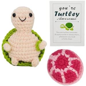 Pack Of 2 KALAWALK Handmade Crochet Positive Animal Gifts Mini Cute Turtle & Inspirational Litter Animals for Emotionally Support Perfect