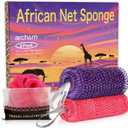 ARCH&M African Net Sponge Authentic 2 Pack - 53" Extra-Long Body Scrubber for Women and Men Daily Use Body Care, Shower Loofah Exfoliating Bath Sponge, Travel Portable Bath Accessories Gifts