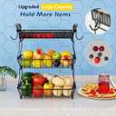 ANTOPY 3 Tier Fruit Basket with 2 Banana Hangers, Countertop Fruit Vegetable Basket Bowl for Kitchen Counter Metal Mesh Basket Fruits Stand Produce Holder Organizer for Onion Potato Bread Snack Veggie