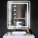38"x30" LED Bathroom Mirror with Anti-Fog, Stepless Dimmable Lights, 3 Color Modes, Shatter-Proof Tempered Glass,Waterproof Design