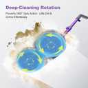 Scrubbing Steam Mop with Rotating Pads,All-in-One Spin Steam Cleaner for Floor Cleaning,Large Tank,23FT Cord, LED Headlights,Reusable Pads & Self-Standing,Safe for Hard Floor/Laminate/Marble (Violet)