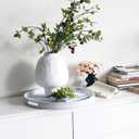 19.6" Extra Large Round Wooden Decorative Tray with Handles,White