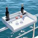 Chunful 23''x18''x4'' Utility Boat Table with Cupholder, Portable Table Bar and Pontoon Boat Fillet Tables, Easy Installation and Secure Locking System for Pole Less Than 2in Ship Guardrail