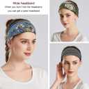 Boho Headbands For Women Fashion Wide Headband Yoga Workout Head Bands Hair Accessories Band 6 Pack (Flower 3)