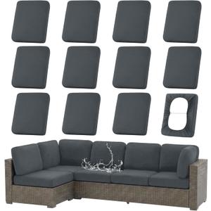 hyha Waterproof Outdoor Cushion Covers for Patio Furniture, Stretch Patio Chair Cushion Slipcovers, Coated UV Resistant Replacement Seat Covers, Solid Color (Dark Grey, 12PC)