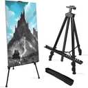 RRFTOK 72 in Art Easel Stand, Adjustable Metal Tripod, Dual-Layer
Dual-layer supports canvas or signs at two heights; adjusts up to 72 in with spring clip and reinforced chain for stability.
