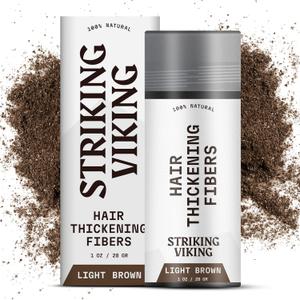 Striking Viking Hair Fibers for Thinning Hair  Light Brown (28g)  Naturally Derived, Long-Lasting Hair Powder for Undetectable, Thicker Look for Men & Women