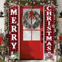 Christmas Decorations Outdoor Yard: Large Red Black Front Porch Sign, Buffalo Plaid Xmas Door Banner, Hanging Merry Christmas Decor for Home School Office Indoor Wall Garage Yard Outside