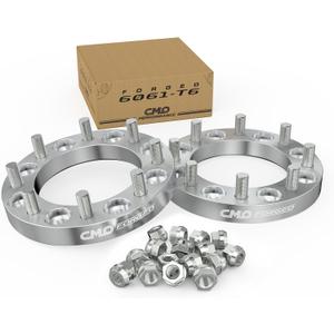 Custom-made only 2 Pieces 1.5" 38mm Wheel Adapters Bolt Pattern 8x6.5 to 8x6.5 8x165.1 Thread Pitch 14x1.5 Center Bore 126mm Compatible for 1999-2010 Chevy Silverado Sierra 1500HD 2500HD 3500HD, Silver