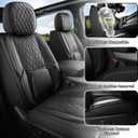 Custom Fit Chevy Silverado GMC Sierra 1500 2007-2025 2500/3500 HD Crew Cab Full Set Car Seat Covers - 5 Pack, Premium Faux Leather Truck Seat Protector with Airbag Compatible Design, Black
