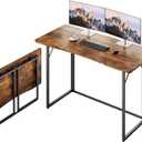 JOYMOOP Folding Desk Rustic Brown - 47.2", No Assembly Foldable Desk for Home, Office - Large Size, Wooden Top Folding Computer Desk for Working, Writing, Studying, 47.2" Width