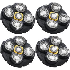 Shaver Replacement Heads Compatible with Microtouch Titanium Head Shaver, for Bald Men 4 Pack