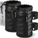 GEARV 2Pack Cup Holder for Bike, Scooter and Wheelchair, Water Bottle Holder for UTV/ATV, Walker, Golf Cart and Beach, Universal Drink Holder Accessories with Net Pocket and Cord Lock (Carbon Fiber)