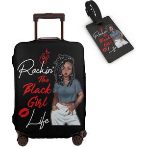 Travel Suitcase Protector African American Woman Elastic Protective Washable Luggage Cover With Concealed Zipper Suitable For 18-32 Inch M (for 22-24 inch luggage)