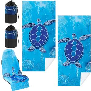 2 Pack Car Seat Towel Covers with Storage Bag Seat Post Workout Sweat Washable Cover Non Slip for Car Towel for Dog Pet Workout Outdoor Sport Activities (Sea Turtles)