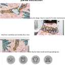 Oriental Tropical Kitchen Runner Rug 2x5 Washable, Thin Stain Resistant Pink Boho Bathroom Runner Rug for Hallway Entryway Bedroom Laundry, Vintage Abstract Hippie Botanical Long Carpet