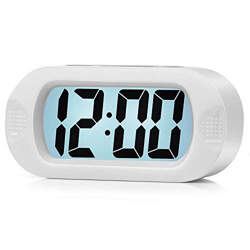 Plumeet Kids Alarm Clock Large Digital LCD Travel Alarm Clocks with Snooze and Night Light - Ascending Sound and Handheld Size - Best Gift for Kids (Black)
