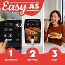 Gourmia Air Fryer 7 QT - Easy View Panorama Window & Interior Light, Guided Cooking with 12 One-Touch Presets, FryForce 360, Dishwasher Safe Accessories, White