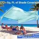Beach Sun Shade Canopy, Beach Pop up Tent Large Sun Shade Shelter Sail for 8-10 People, Relying On Wind Power Umbrella Lightweight 9.5 Lbs