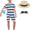 fun shack 1920's Swimsuit for Men, 1920's Bathing Suit Costume, Mens 20's Costume, 1920 Swimsuit Men, 20's Costumes for Men, Large