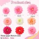 Geyee 18 Pcs Mexican Paper Flowers Colorful Fiesta Tissue Paper Flowers Pom Poms Mexican Carnival for Floral Party Backdrop Wedding Birthday Party Craft, 6" 8" 10"(Pink Series)