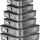 Zubebe Springform Cake Pan Square Non Stick Baking Pan 9.5, 10.2, 11 Inch, Set of 6 Leakproof Square Baking with Removable Bottom Cake Mold for Cheesecake Wedding, 3 Sizes