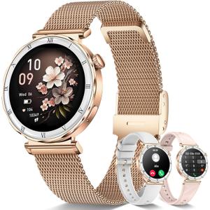 Smart Watches for Women (Answer/Make Calls),1.19" AMOLED Slim Smartwatch with Heart Rate/Sleep Monitor,120+ Sport Modes Fitness Tracker with Bluetooth for iOS/Android Rose Gold