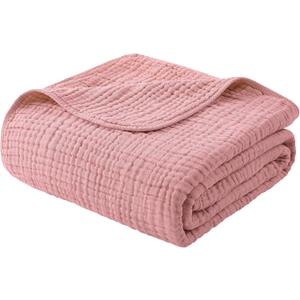 Yoofoss Muslin Blanket 100% Organic Cotton Large Twin Size 60" x 80" for Bed Couch Summer Gauze Blanket for Adults Lightweight and Breathable Bean Paste