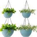 Hanging Planters for Indoor Plants 8/10 Inch, 4 Packs Plant Hanger Outdoor with Drainage Holes, Hanging Basket Flower Pot Perfect for Home, Office and Garden (Sky Blue) (Sky Blue-4p)