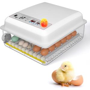 36 Egg Incubator with Auto Turner Humidity Monitor,Incubators for Chicken Duck Goose Pigeon  Digital Temperature Control, Built-in Egg Candler  Ideal for Home Farm Industrial Use (White)