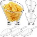 LemonRoad 6 Pcs Clear Plastic Serving Bowls with Scoops, Candy Bowls for Party Table, Disposable Angled Buffet Containers Dishes for Salad Fruit Snacks Appetizer Bar Catering Supplies(12oz)