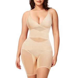 KUMAYES Shapewear Bodysuit for Women - Tummy Control Butt Lifter Fajas Body Shaper V-Neck Body suit Waist Trainer.L