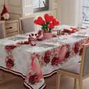 XCHI Rose Love Hearts Eucalyptus Leaves Valentines Day Tablecloth Square Table Cloth Washable Table Covers for Indoor Outdoor Dining Home Party Decorations 60x60 Inch