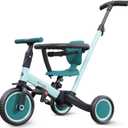 Newyoo TR008 Toddler Push Tricycle, Toddler Bike for 1-3 Years Olds, Birthday Gift for Boys and Girls, 5 in 1 Balance Bike with Handle, Kids Trike with Safe Bar, Green