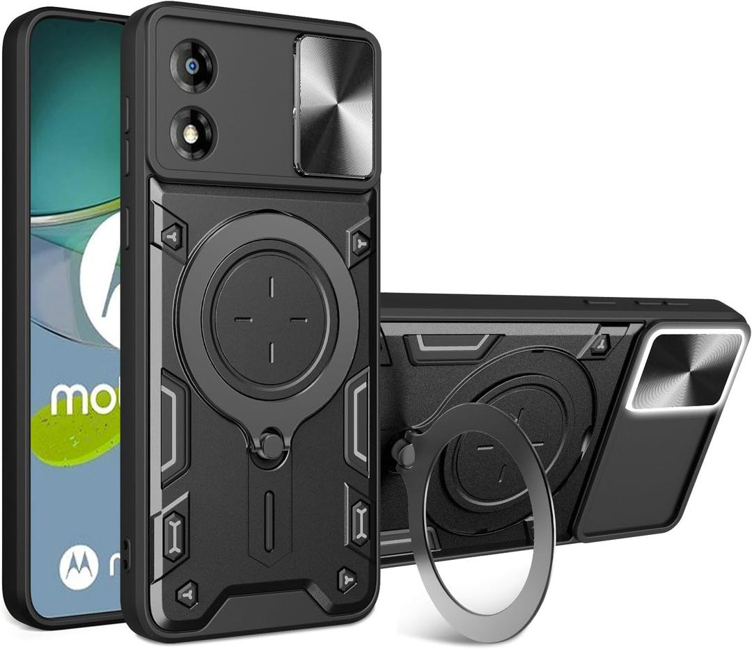 Compatible with Motorola Moto G Play 2024 Case,with Slide Camera Lens Cover Compatible with Motorola Moto G Play 2024 4G Case Black