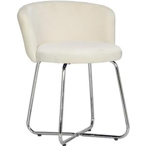 Hillsdale, Marisol Round Metal and Upholstered Vanity Stool with Scoop Back for Makeup Room or Bathroom, Off-White