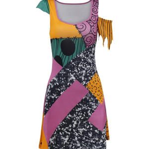 Patchwork Dress for girl Christmas Costume Adult Halloween Cosplay Costumes, Multicolored, XL