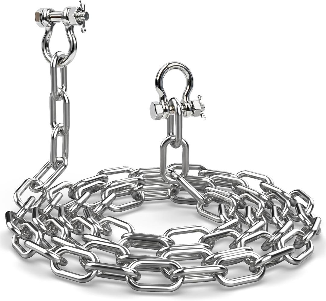 3/16" 1/4" 5/16" Boat Anchor Chain 316 Stainless Steel with 2 Pcs Anti-Off Bow Shackles Marine Grade Anchor Lead Chains Kit for Boats, Pontoon, Sailboat, Deck Boat Accessories