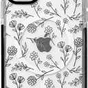 NITITOP Compatible with iPhone 12/12 Pro Magnetic Case [Compatible with Magsafe] Cute Clear for Women Girls Flower Floral Ultra Slim with Bumper Soft TPU Anti-Yellow Cover - Clear Black