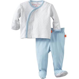 Magnificent Baby-Boys Newborn Long Sleeve Kimono Top And Pant Set (White)