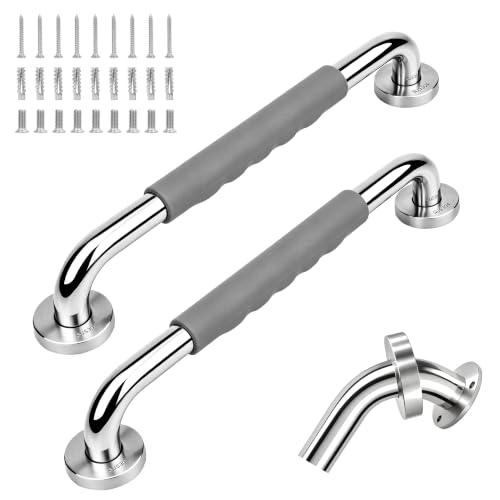 MrHAND Shower Grab bar for Senior with Knurled Satin Finish, 2 Pack 24 inch | SUS 304 Stainless Steel, ADA Compliant, Easy to Clean & Easy Installation, Handicap Grab Bars, Anti-slip Shower Handles