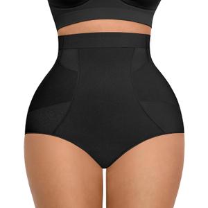 FeelinGirl Body Shaper Tummy Control Shapewear Underwear High Waisted Shaping Briefs Panty Girdle (Black, M/L)