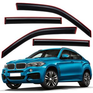 Lightronic Extra Durable Clip-on in-Channel Auto Vent Window Visor, Fits 2014-2018 BMW X5, UV Protection Rain Guard, Smoke Original Wind Deflector, No-Drill Easy Install, 4-Pcs