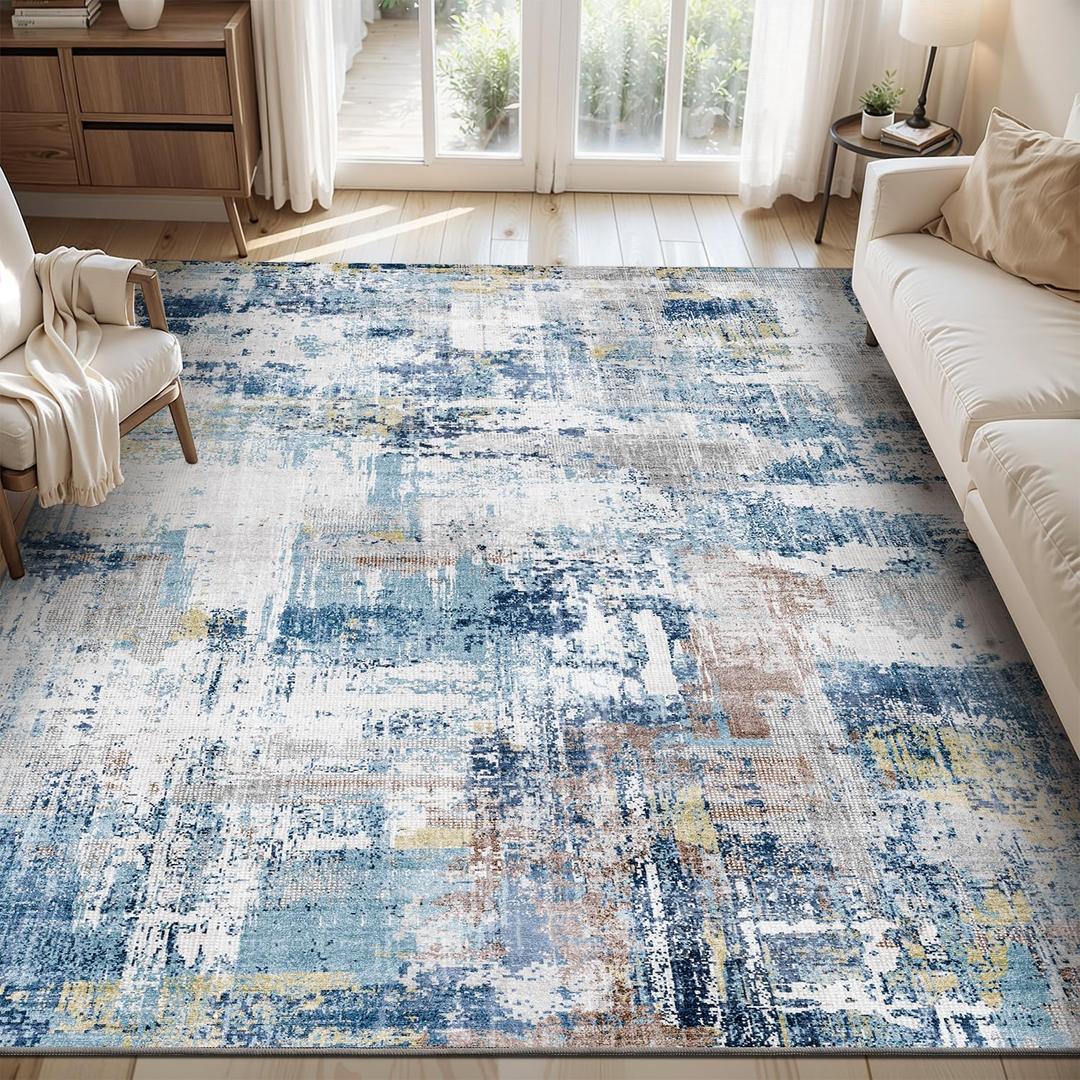 Area Rugs for Living Room Rug 8'x10' Bedroom Rug Washable Carpet for Bedroom Abstract Modern for Dining Room Office Low Pile Contemporary Non Slip Colorful