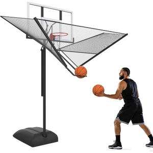 Upgrade Basketball Shot Trainer with Net Return Attachment, Heavy Duty Basketball Rebounder Ball Return for Basketball Hoop fit 18" Basketball Rim for Outdoor Indoor