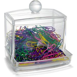 Officemate Self-Dispensing Paper Clip Holder w/250 Assorted Color Paper Clips, Clear (93697)