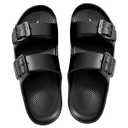 Trailvia Men's Women's Sandals, Comfortable Beach Slippers Durable Waterproof EVA Flat Slides Black Sandals with Adjustable Buckle, Non-Slip Footbed & Arch Support for Walking Hiking Outdoor, Footbed Size Men 7 Women 8