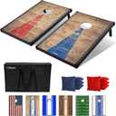 3 x 2 ft Rustic Design Cornhole Game Set - Includes Two 3 x 2 ft Boards, 8 Bean Bags, and Carry Case