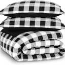 Bare Home Comforter Set - Queen Size - Ultra-Soft - Goose Down Alternative - Premium 1800 Series - Reversible - All Season Warmth (Queen, Chester Buffalo Plaid - White/Black)